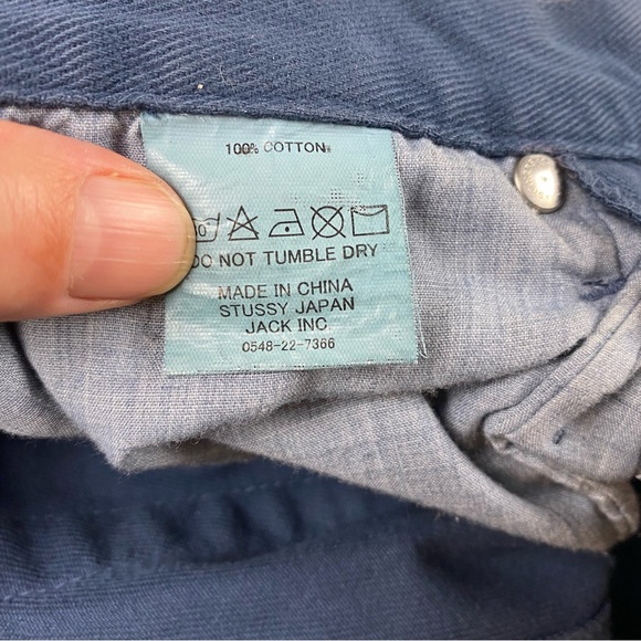 STUSSY Cropped Pants Women' Size Small 28x28 Straight Leg 100% Cotton Blue - Picture 10 of 15